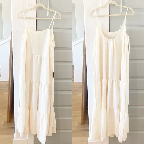 Lulu’s Dress Maxi NWT Magical Soiree Cream Sleeveless Tiered - Picture 2 of 6